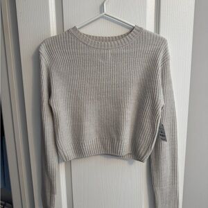Ardene Light Gray Ribbed Crewneck Sweater